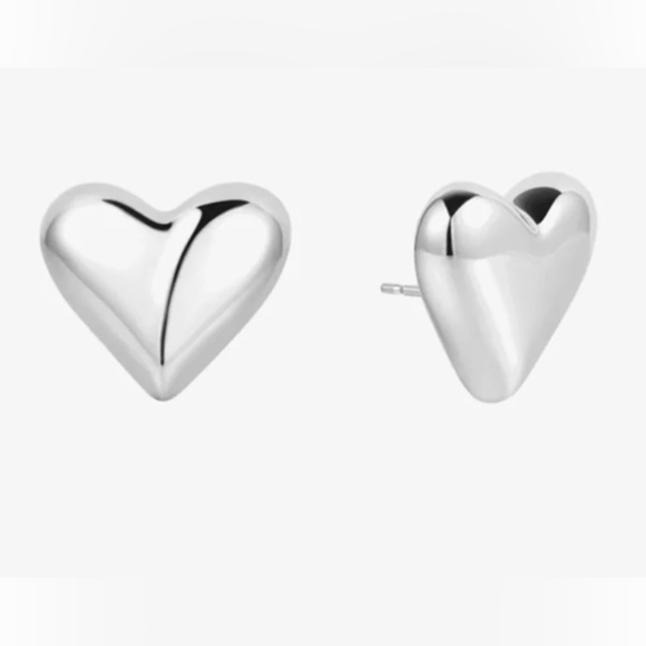 Rumored Jewelry - Silver Heart Stud Earrings New